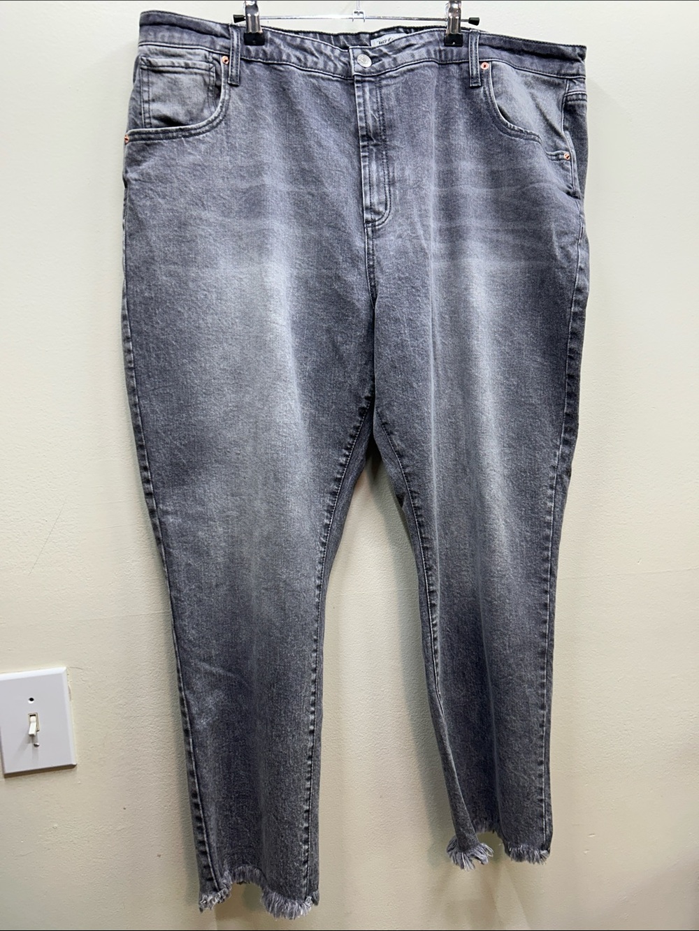 Juicy Couture Gray Straight-Leg Jeans with Frayed Hem